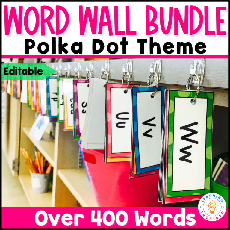 Word Wall Bundle Polka Dot Theme Sight Words